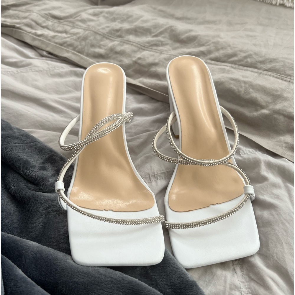 White glitter heels from Shein.